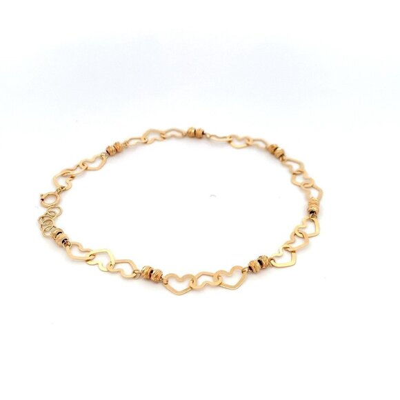 18K Yellow Gold Bracelet Heart Beads 2.46 grams 7.5 inches - Picture 9 of 12